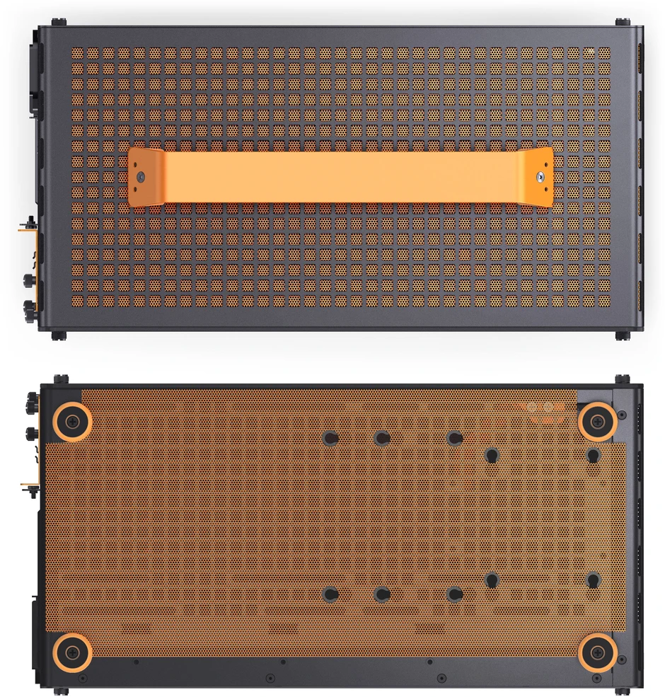 Jonsplus Z20 Micro-ATX kompiuterio korpusas, mit Tragegriff – juodos spalvos/oranžinės spalvos
