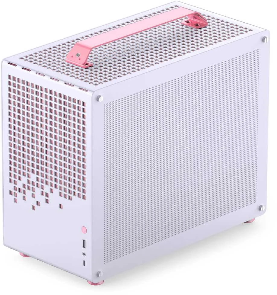 Jonsplus Z20 Micro-ATX kompiuterio korpusas, mit Tragegriff – baltos spalvos/pink