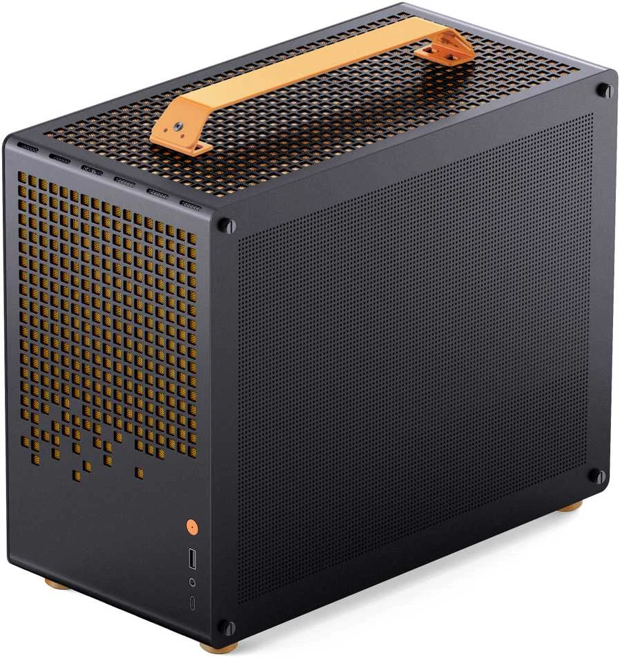 Jonsplus Z20 Micro-ATX kompiuterio korpusas, mit Tragegriff – juodos spalvos/oranžinės spalvos
