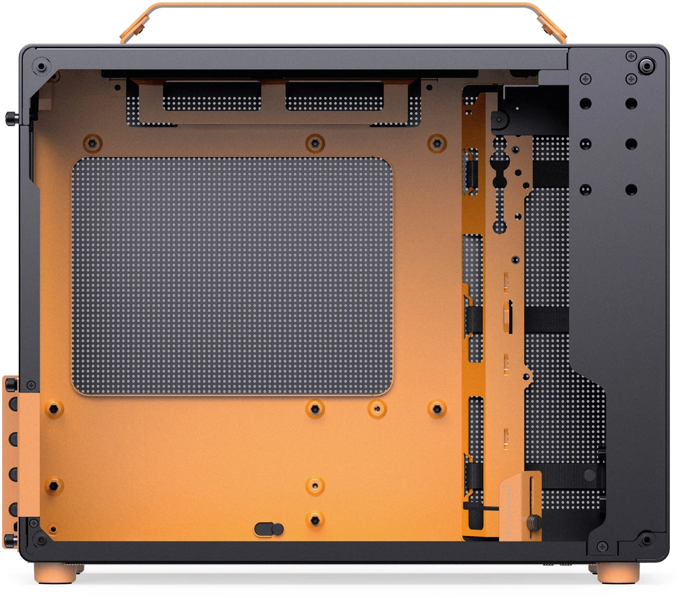 Jonsplus Z20 Micro-ATX kompiuterio korpusas, mit Tragegriff – juodos spalvos/oranžinės spalvos