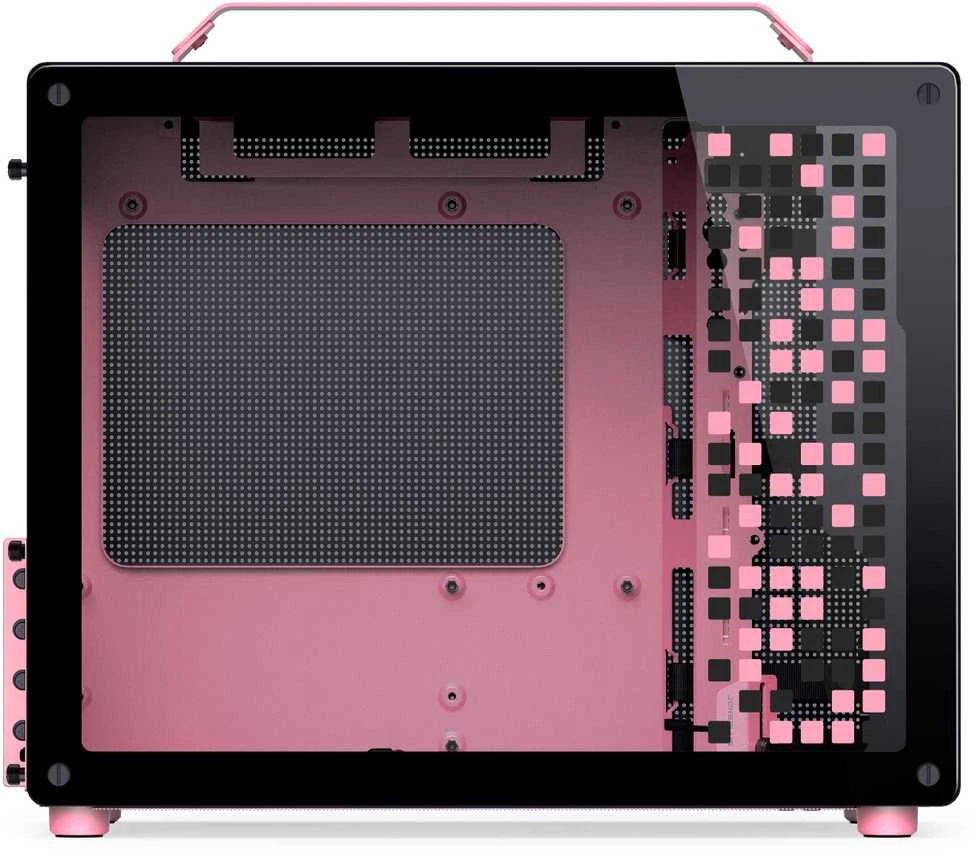 „Jonsplus Z20 Micro-ATX“ korpusas su nešiojimo rankena – juodas/rožinis