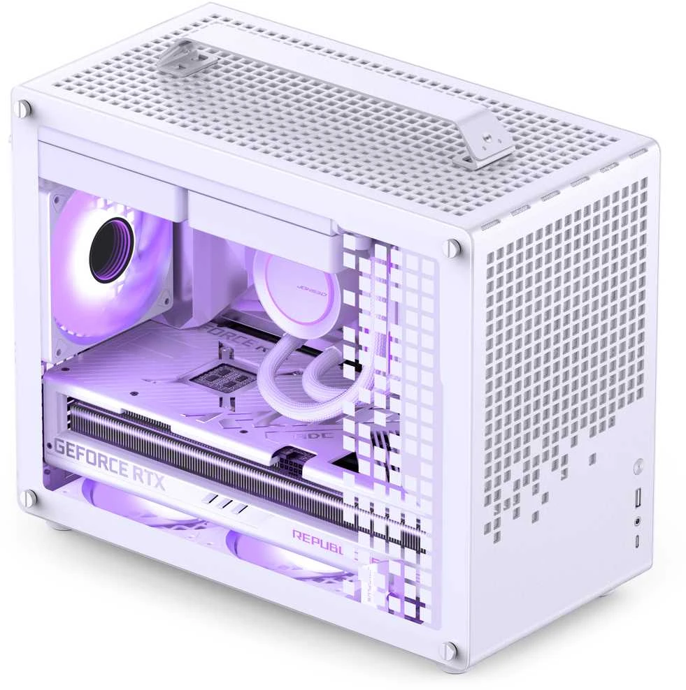 Jonsplus Z20 Micro-ATX kompiuterio korpusas, mit Tragegriff – baltos spalvos