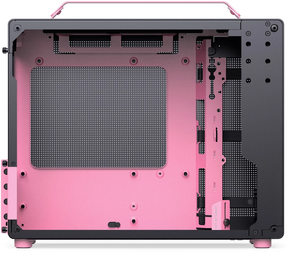 „Jonsplus Z20 Micro-ATX“ korpusas su nešiojimo rankena – juodas/rožinis