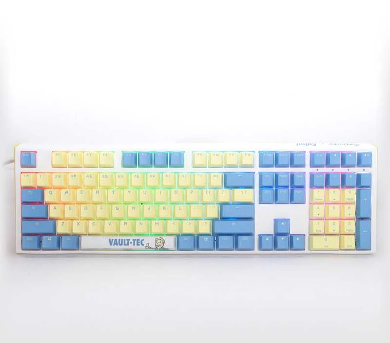 King Kits „Ducky x Fallout Vault-Tec Limited Edition One 3“ žaidimų klaviatūra ir pelės kilimėlis – MX ruda (JAV)