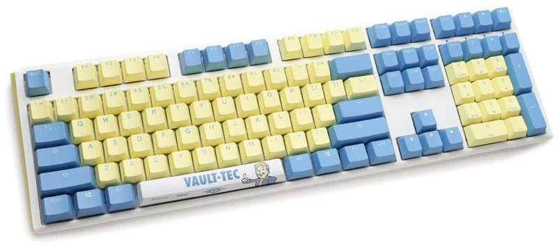 King Kits „Ducky x Fallout Vault-Tec Limited Edition One 3“ žaidimų klaviatūra ir pelės kilimėlis – MX mėlyna (JAV)