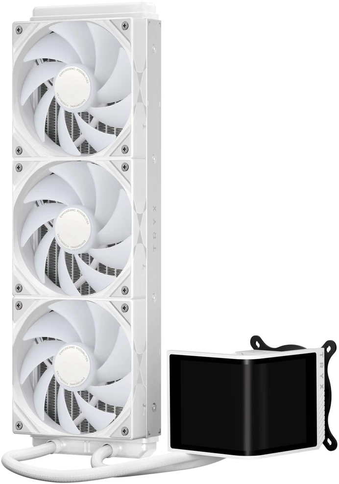 Lian Li O11 Vision Compact + TRYX PANORAMA SE ARGB pilnas vandens aušinimo rinkinys – baltas, 360 mm