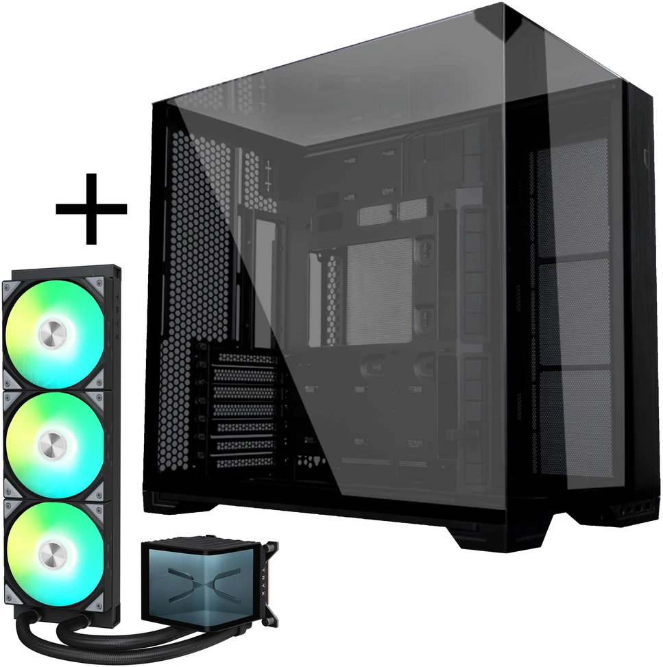 Lian Li O11 Vision Compact + TRYX PANORAMA ARGB Complete Vanduo Cooling - juodas, 360mm