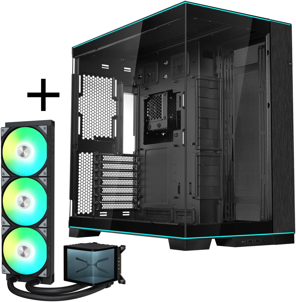 Lian Li O11D EVO RGB + TRYX PANORAMA ARGB Complete Vanduo Cooling - juodas, 360mm