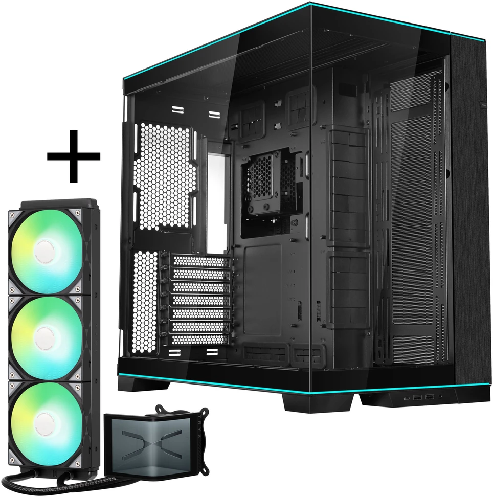 Lian Li O11D EVO RGB + TRYX PANORAMA SE ARGB Complete Vanduo Cooling - juodas, 360mm
