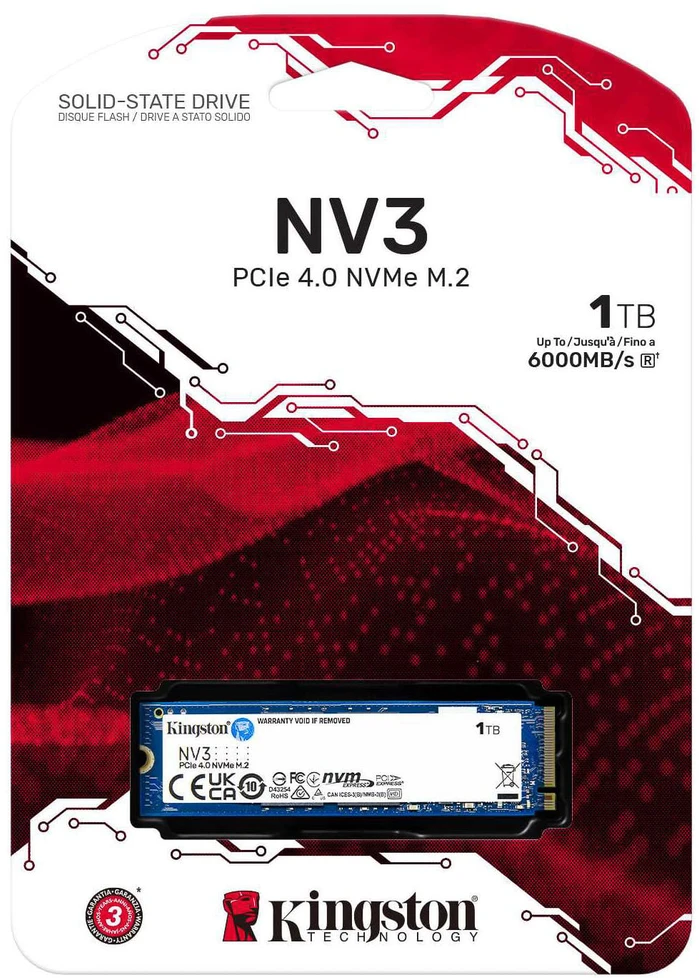 KINGSTON 1000GB NV3 M.2 2280 PCIe 4.0 NVMe SSD