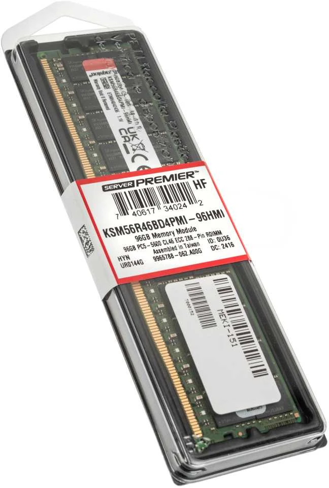 RAM „Kingston KSM56R46BD4PMI-96HMI“ 96 GB 5600 MT/s DDR5 ECC Reg CL46 DIMM 2Rx4 „Hynix M Renesas“ | „Kingston“