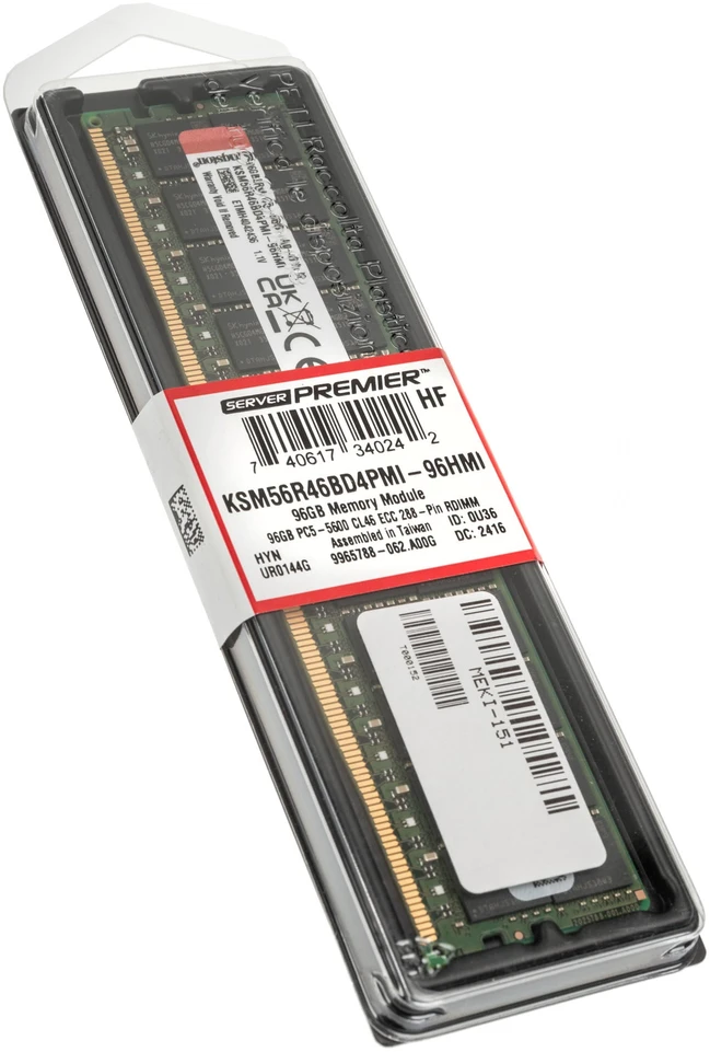 RAM „Kingston KSM56R46BD4PMI-96HMI“ 96 GB 5600 MT/s DDR5 ECC Reg CL46 DIMM 2Rx4 „Hynix M Renesas“ | „Kingston“