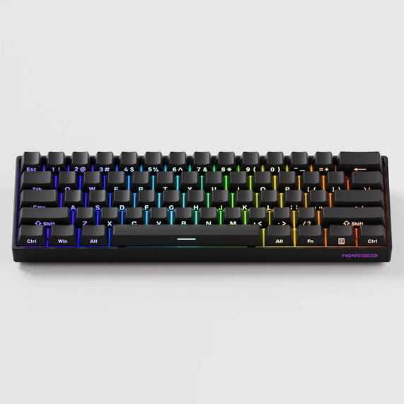 Laidinė klaviatūra Akko MonsGeek FUN60 Pro Gaming, USB-C, RGB, magnetiniai perjungikliai, ANSI (US), Juodos spalvos