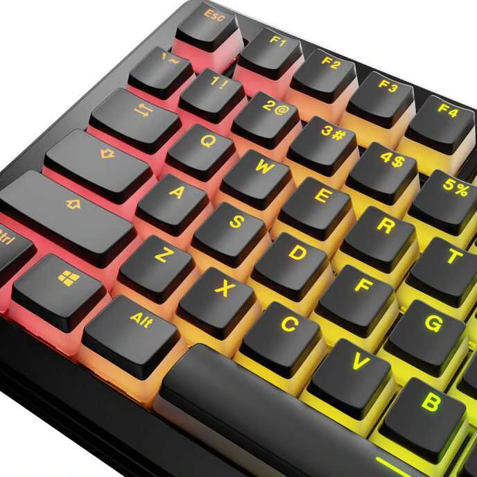 Klaviatūra Glorious Aura V3 Keycaps, ANSI išdėstymas US, PBT, Doubleshot – juodos spalvos