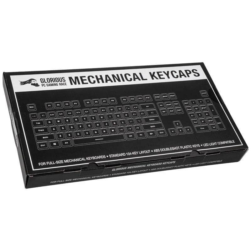 Pakaitiniai klaviatūros klavišai Glorious ABS Keycaps - 104vnt, ANSI, US išdėstymas, Balti