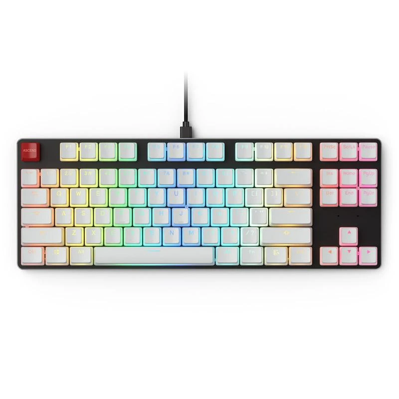 Pakaitiniai klaviatūros klavišai Glorious Aura Keycaps - 105vnt, ANSI, US išdėstymas, Balti