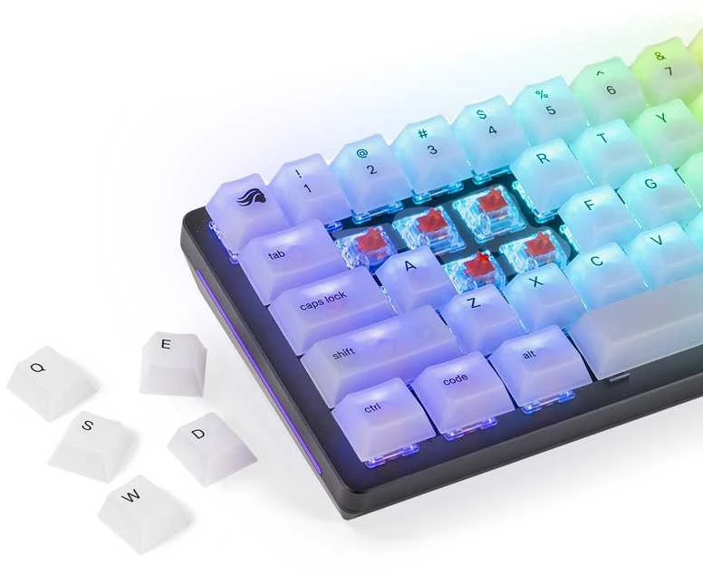 Klaviatūra Glorious Polychroma RGB Keycaps – 115 Keycaps, ANSI, US išdėstymas, pusiau skaidrūs