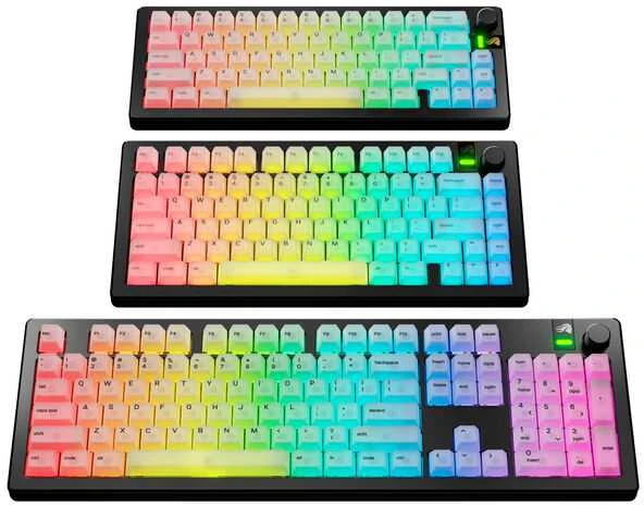 Klaviatūra Glorious Polychroma V2 Keycaps, ANSI išdėstymas (US), Polycarbonat, UV-Print – skaidrūs