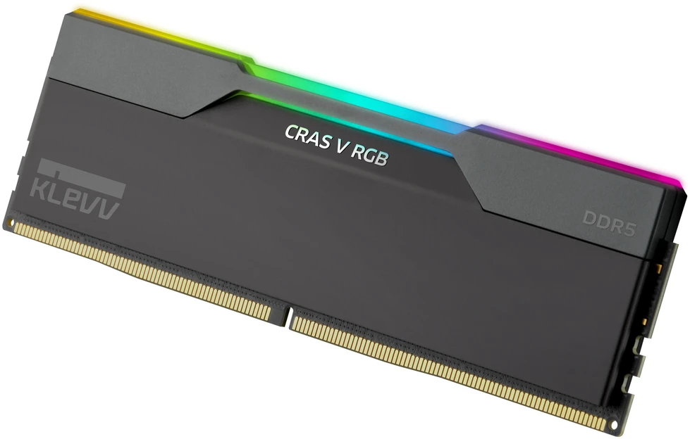 Klevv 32 GB (2 x 16 GB) 6000 MHz CL28 DDR5 žaidimų RAM modulis 28-36-36-76 1.4V CRAS V RGB rinkinys, 32 GB, 2 x 16 GB, DDR5, 6000 MHz, 288 kontaktų DIMM