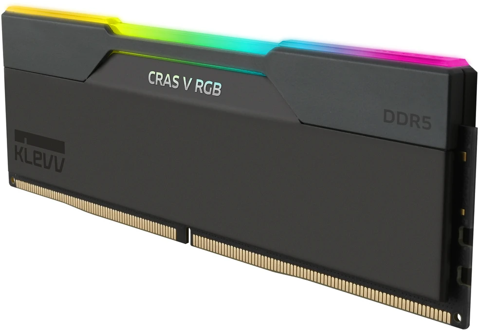 Klevv 32 GB (2 x 16 GB) 6000 MHz CL28 DDR5 žaidimų RAM modulis 28-36-36-76 1.4V CRAS V RGB rinkinys, 32 GB, 2 x 16 GB, DDR5, 6000 MHz, 288 kontaktų DIMM