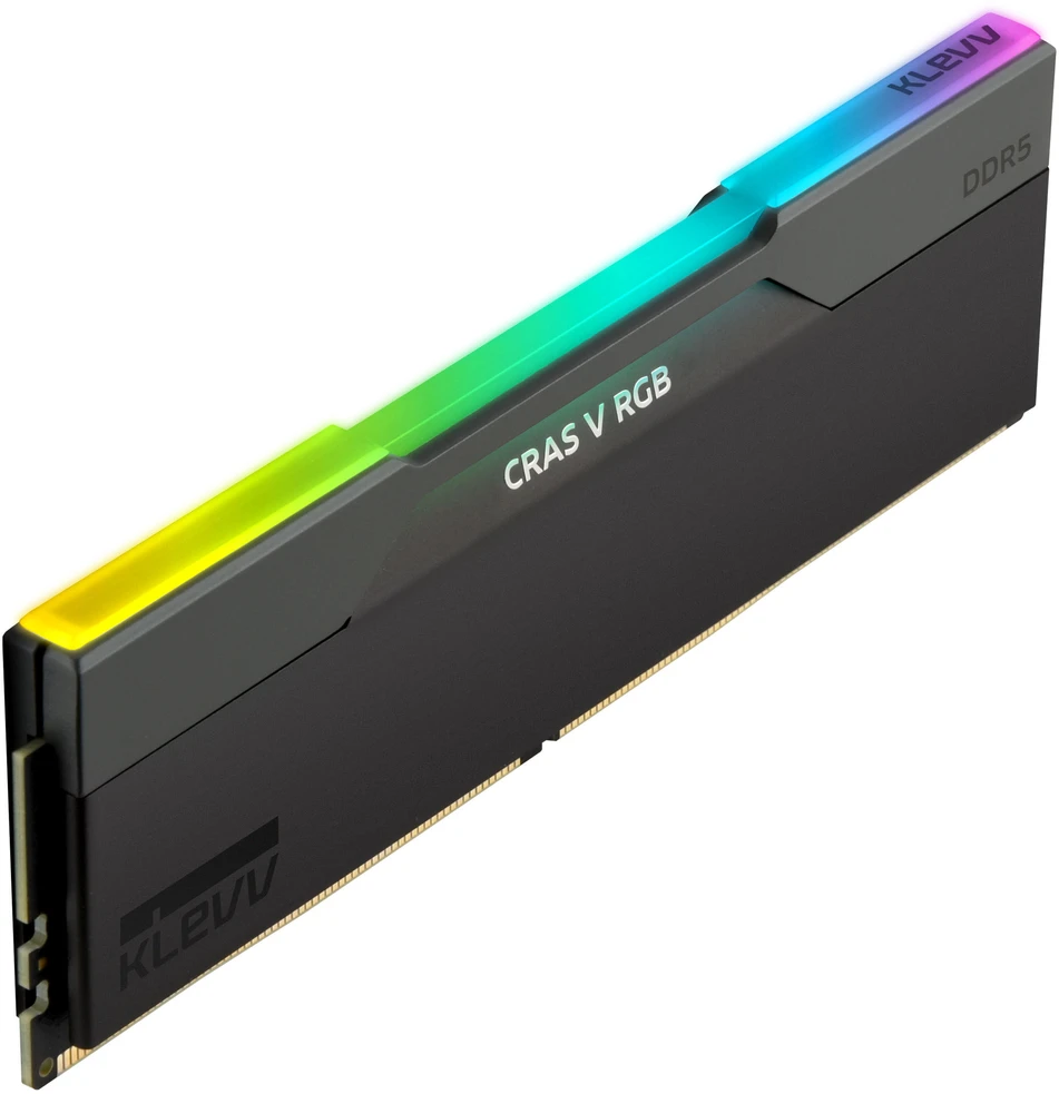 Klevv 32 GB (2 x 16 GB) 6000 MHz CL28 DDR5 žaidimų RAM modulis 28-36-36-76 1.4V CRAS V RGB rinkinys, 32 GB, 2 x 16 GB, DDR5, 6000 MHz, 288 kontaktų DIMM