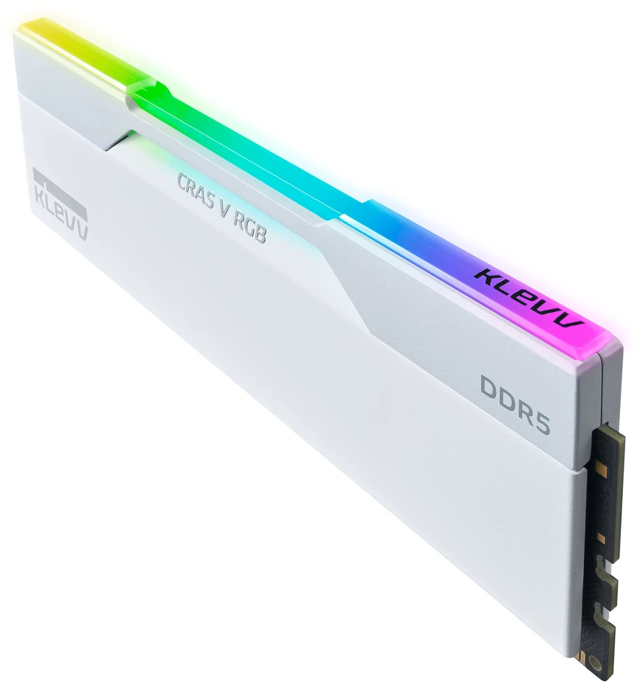 RAM KLEVV CRAS V RGB DDR5-6000 operatyvioji atmintis, CL30, XMP 3.0 ir EXPO – 64 GB dviejų modulių rinkinys, balta