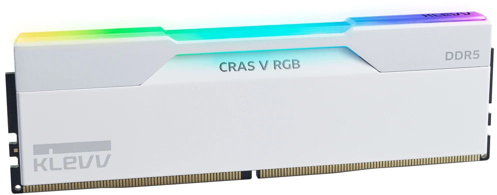 KLEVV CRAS V RGB DDR5-6400 RAM, CL32, XMP 3.0 ir EXPO – 64 GB dviejų modulių rinkinys, balta