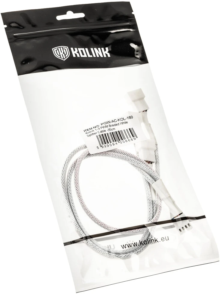 Kolink 1-3 PWM ventiliatoriaus skirstytuvo kabelis, 35 cm, pintas, baltas