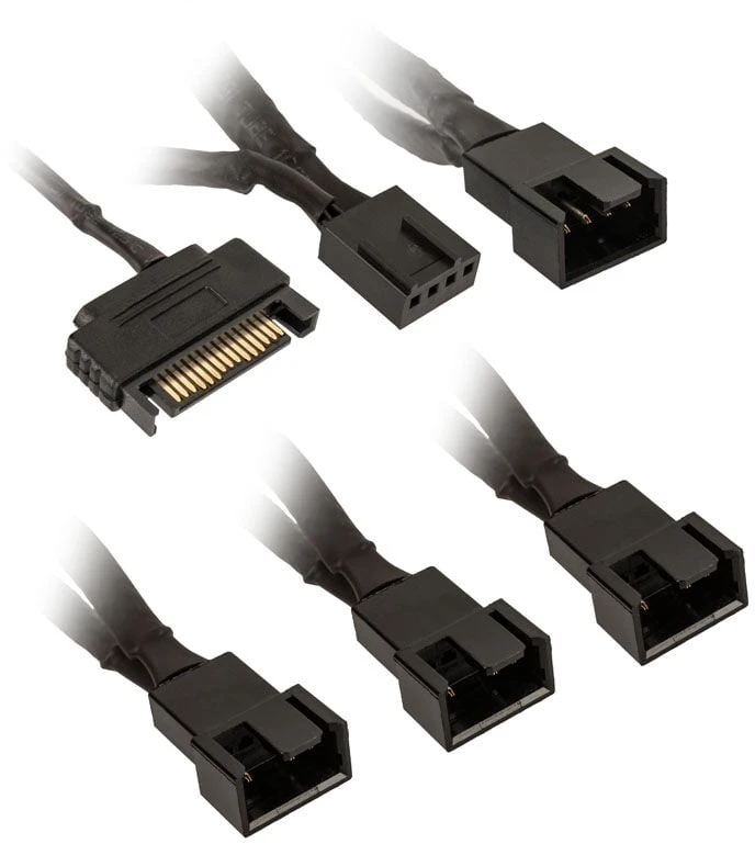 Kolink 1-4 PWM Fan Splitter Cable – 35 cm, braided, juodas