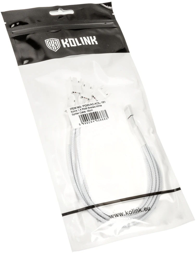 Kolink 1-4 PWM ventiliatoriaus skirstytuvo kabelis, 35 cm, pintas, baltas