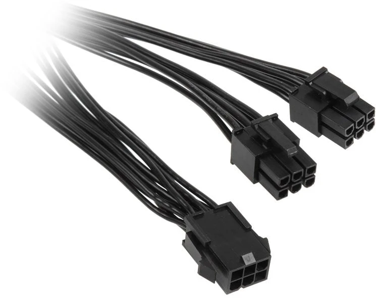Kolink Adapteris 6-Pin-PCIe to 2x 6-Pin-PCIe-Stecker, juodos spalvos, 15cm