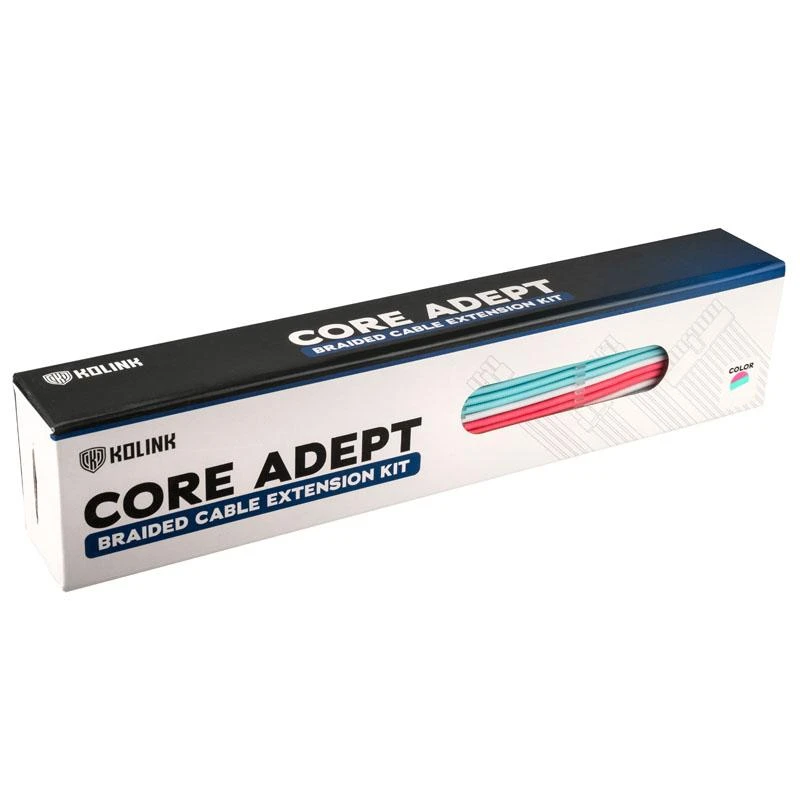 Mėlyna Kolink Core Adept Braided Cable Extension Kit - Brilliant Baltas/Neon Mėlyna/Pure Rožinė