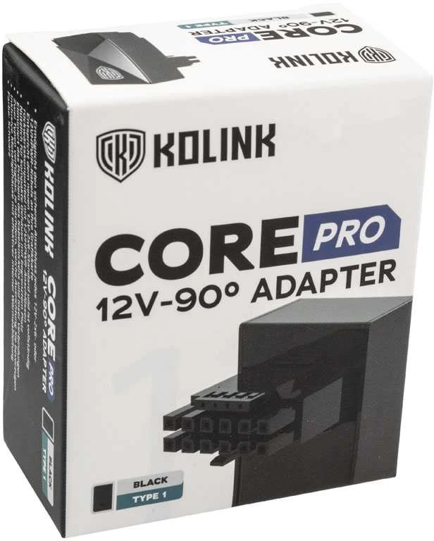 Kolink Core Pro 12V-2×6 90 Degree Adapteris – Type 1, juodos spalvos