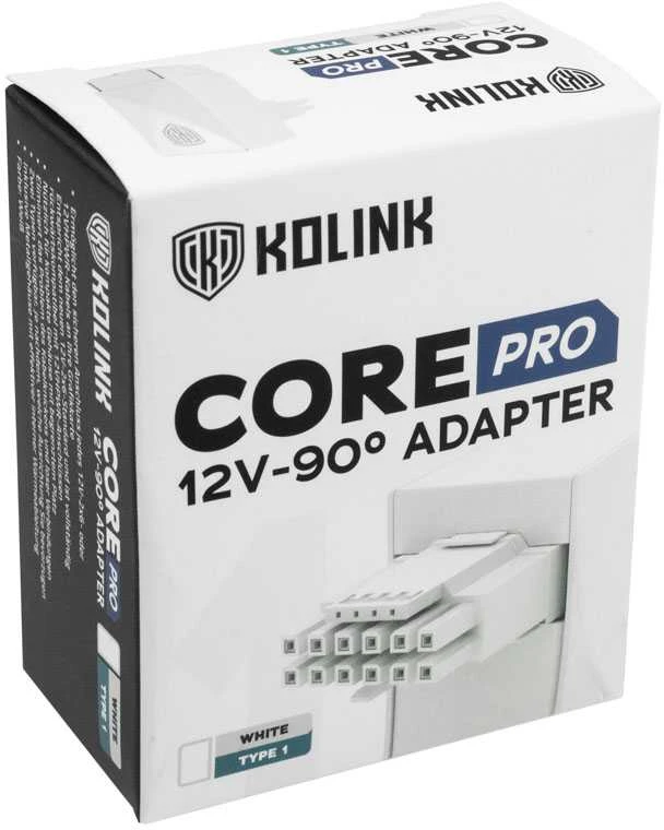 Kolink Core Pro 12V-2" 90 laipsnių adapteris – 1 tipo – Baltas