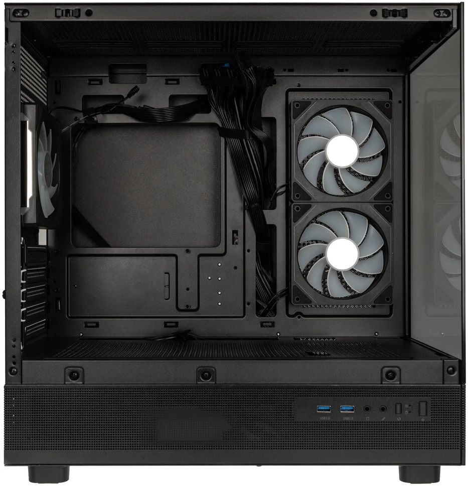 Kolink GSI SmartAssembly ARGB Glass Micro-ATX PC case, mid tower, Micro-ATX, Tempered Glass – juodas, 750 watts Gold power supply