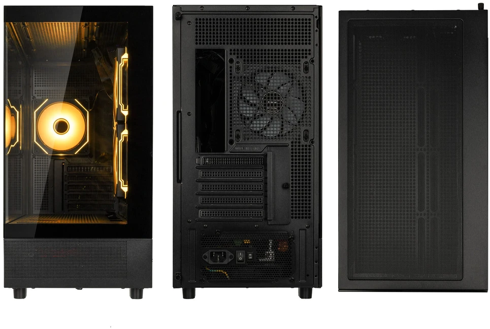 Kolink GSI SmartAssembly ARGB Glass Micro-ATX PC case, mid tower, Micro-ATX, Tempered Glass – juodas, 750 watts Gold power supply