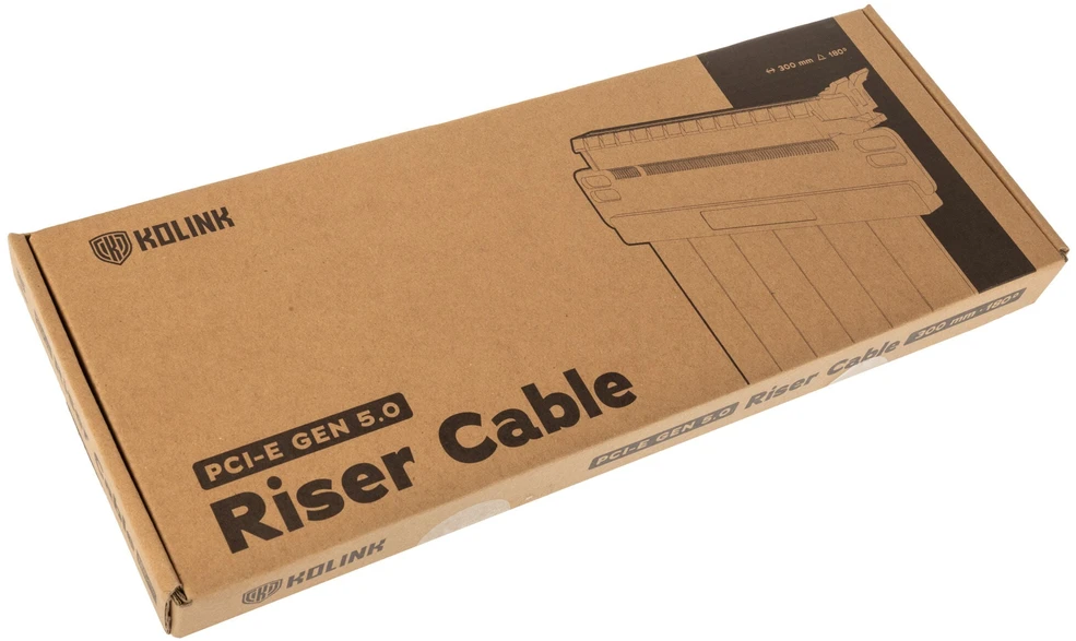 Kolink PCIe 5.0 Riser Cable, 180 degrees, x16 – juodas, 300mm