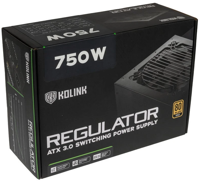 „Kolink Regulator 80 PLUS Gold“ maitinimo blokas, ATX 3.0, PCIe 5.0, modulinis – 750 vatų