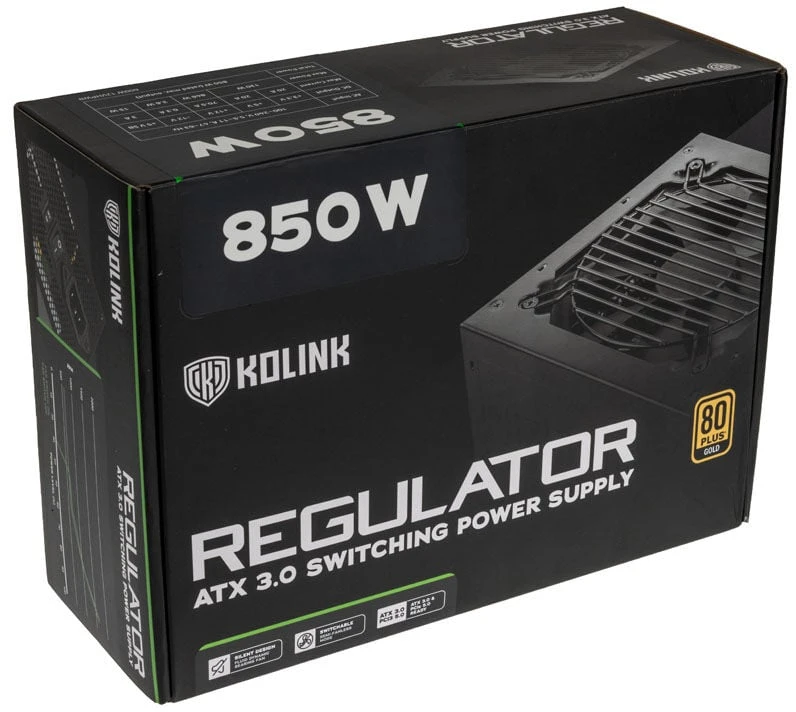 „Kolink Regulator 80 PLUS Gold“ maitinimo blokas, ATX 3.0, PCIe 5.0, modulinis – 850 vatų