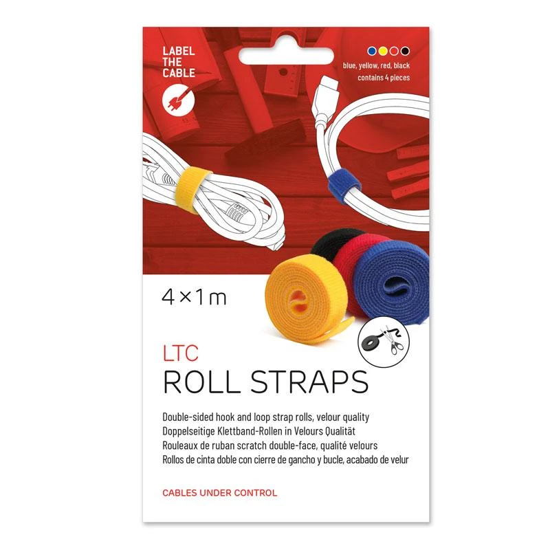 Dvipusė lipni juosta su lipnia juosta „LABEL THE CABLE“ ritinėlis, 4 x 1 m, įvairių spalvų