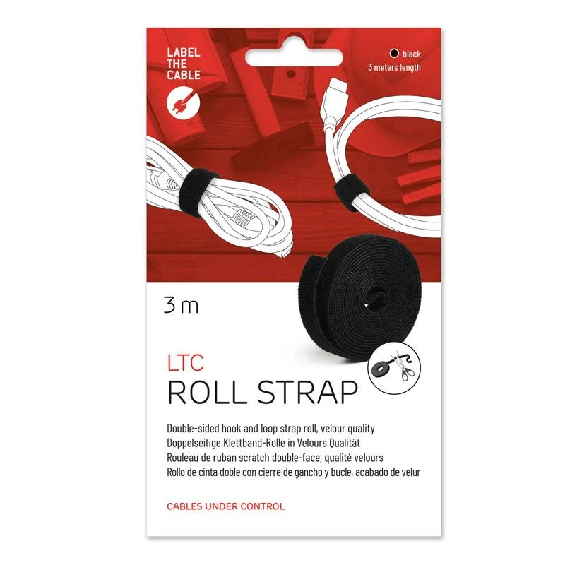LABEL THE CABLE Dual Velcro Roll 3m - juodos spalvos