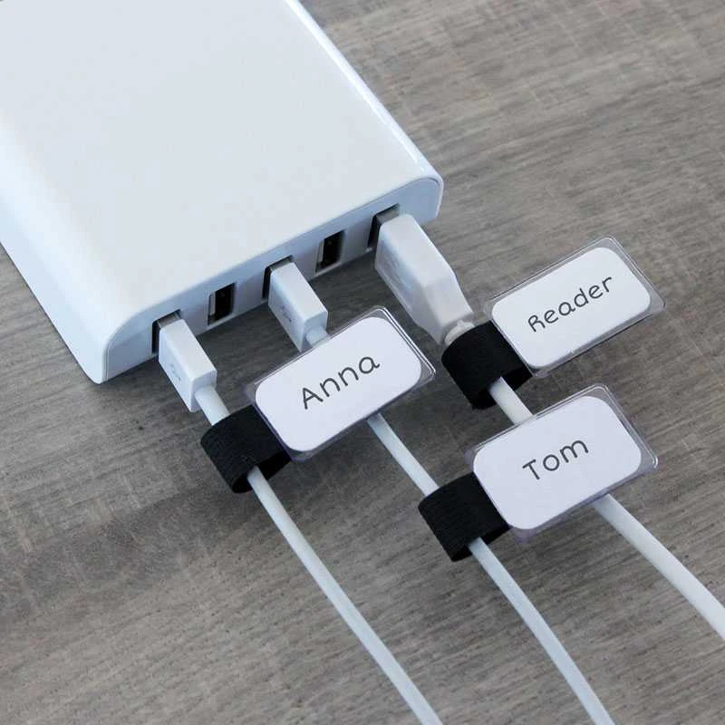 LABEL THE CABLE Mini Velcro Ties 10-piece Set - juodos spalvos