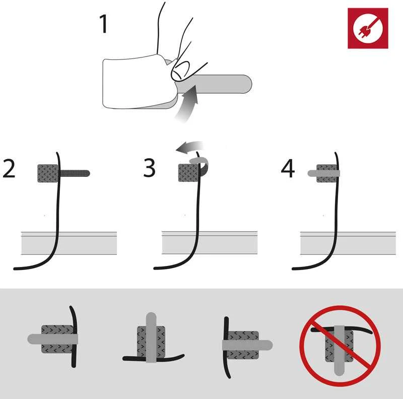 „LABEL THE CABLE“ sieninis „Velcro“ kabelio laikiklis, 10 dalių rinkinys – baltos spalvos
