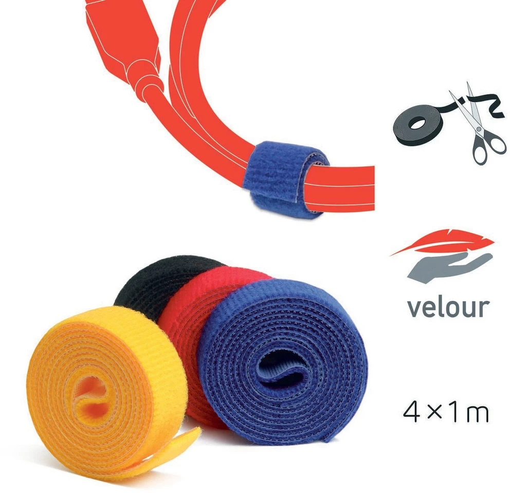 Dvipusė lipni juosta su lipnia juosta „LABEL THE CABLE“ ritinėlis, 4 x 1 m, įvairių spalvų