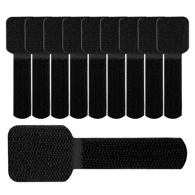 LABEL THE CABLE Wall Velcro Cable Holder 10-piece Set - juodos spalvos