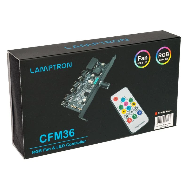 Lamptron CFM36 Fan and RGB LED Controller for PCI Slot – juodos spalvos