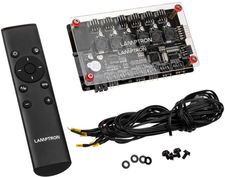 „Lamptron CU135“ ventiliatoriaus valdiklis + RGB valdiklis su ekranu, ARGB – juodos spalvos