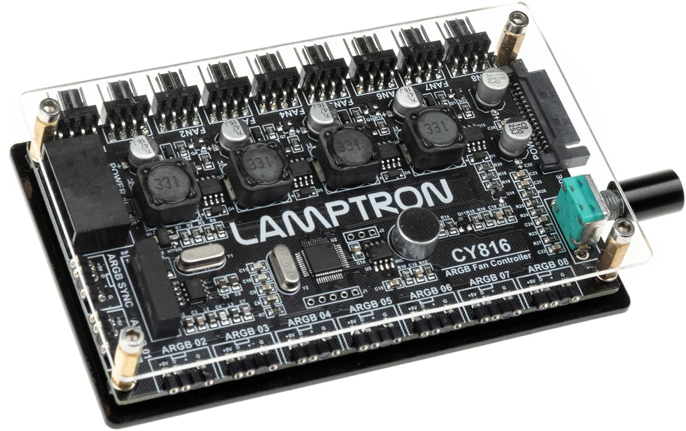 Lamptron CY816 Steuergerät für korpuso ventiliatorius und ARGB – juodos spalvos
