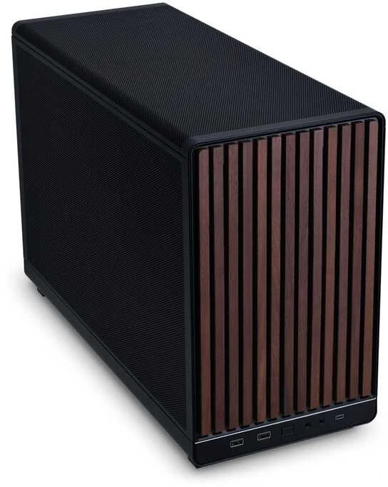Lian Li DAN dėklai A3-mATX Wood Edition priekinis skydelis – Riešutas, juodos spalvos