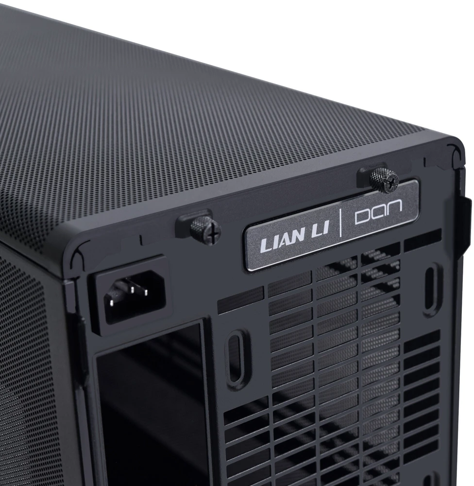 Lian Li DAN Cases A3-mATX - Walnut, juodas + 3x UNI FAN SL-INF 120 ARGB Reverse Blade Fans + 1x Standard PWM Fan - 120mm